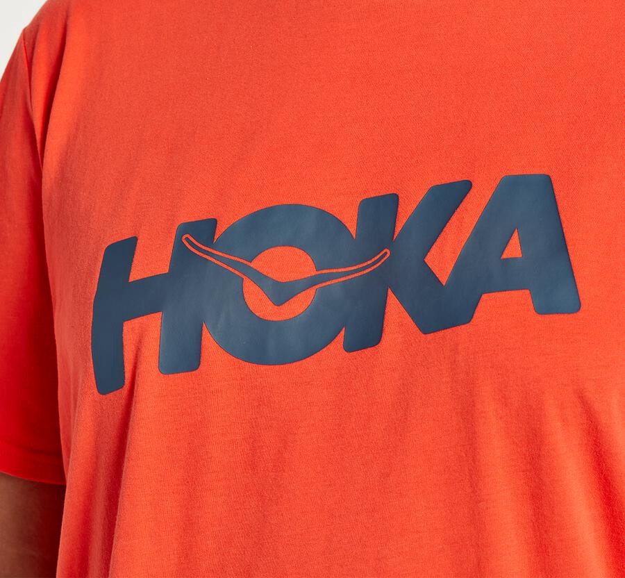 Hoka One One Mens Tee - Brand - Red - IERZ67930
